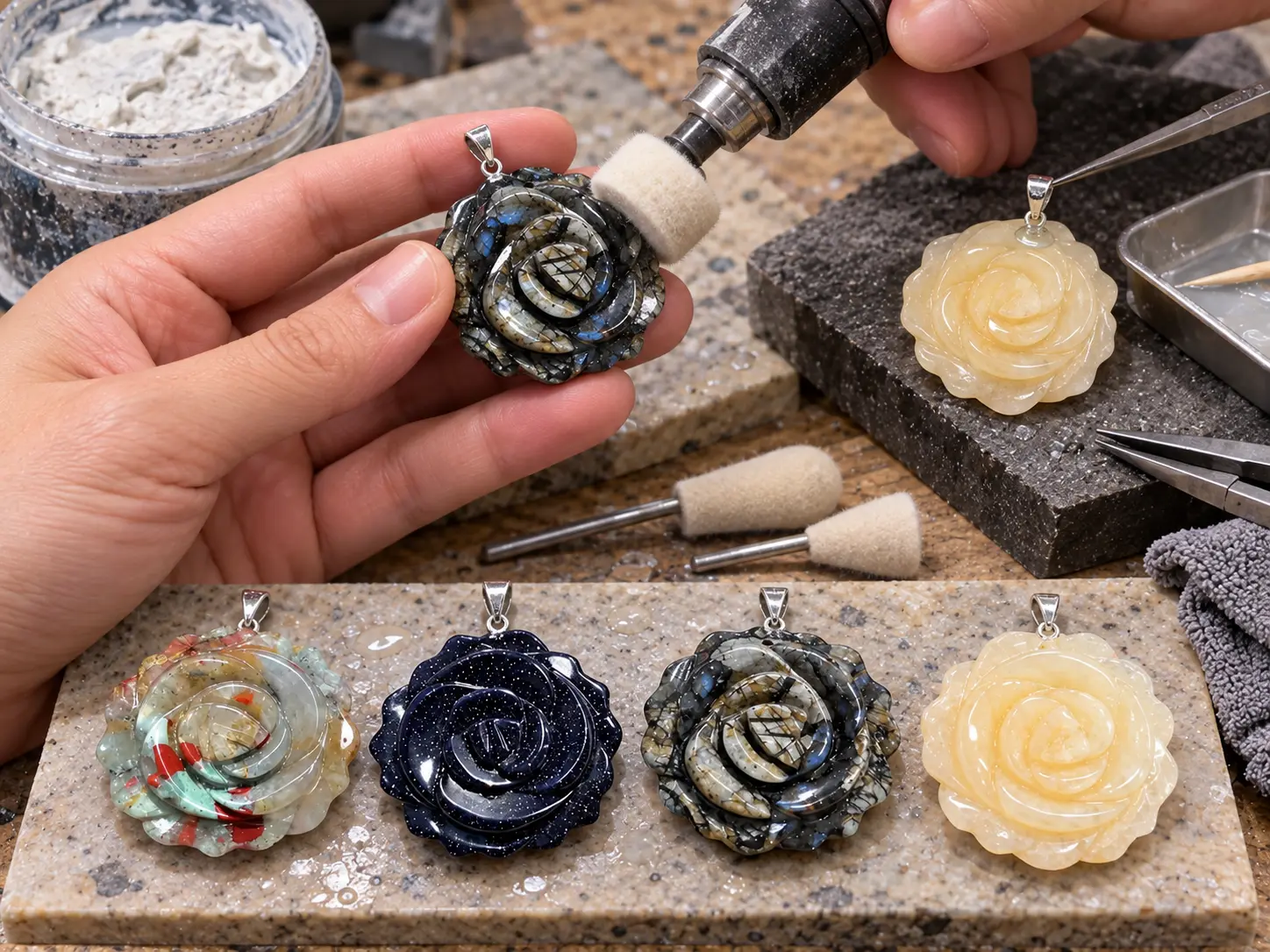 How to Carve a Gemstone Rose Pendant