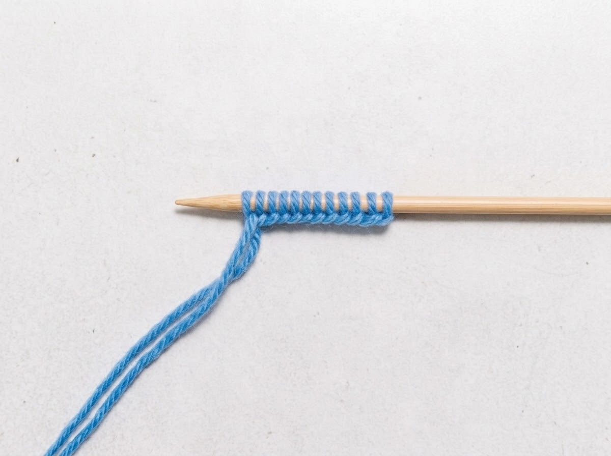 Snug the adjustable loop around the needle shaft so it still slides. For both methods in this lesson, this slip knot counts as stitch one.